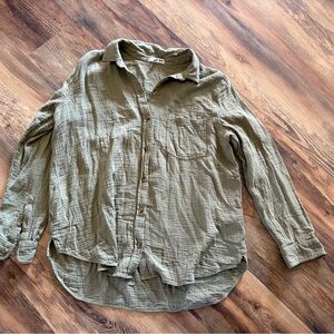 Sonoma Olive Textured Button-Down Shirt
